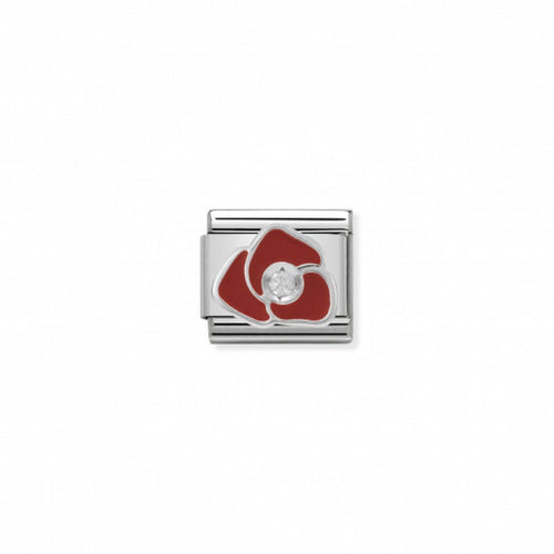 Nomination Classic Link Cubic Zirconia and Enamel Red Rose Charm