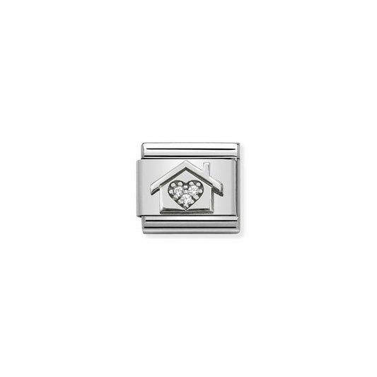 Nomination Classic Link Cubic Zirconia and Silver Home with Heart Charm