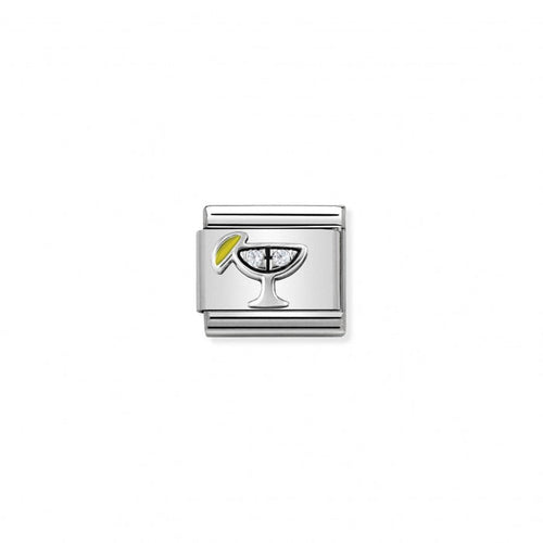 Nomination Classic Link Cubic Zirconia and Silver Yellow Cocktail Charm