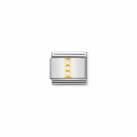 Nomination Classic Link Gold and Cubic Zirconia Letter I Charm