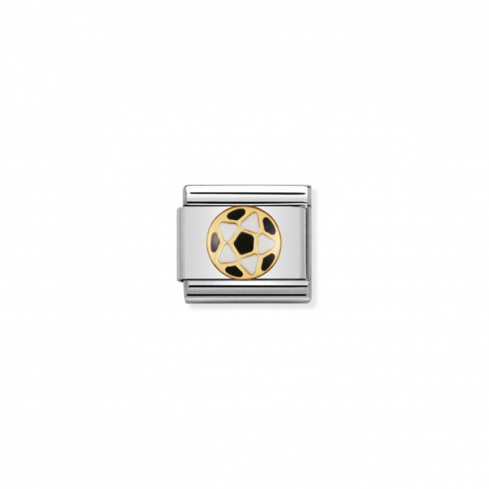 Nomination Classic Link Gold and Enamel Black & White Football Charm