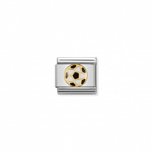 Nomination Classic Link Gold and Enamel Black & White Football Charm
