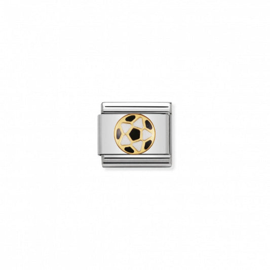 Nomination Classic Link Gold and Enamel Black & White Football Charm