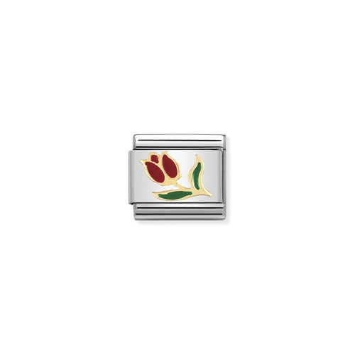 Nomination Classic Link Nature 18K Gold and Enamel Tulip