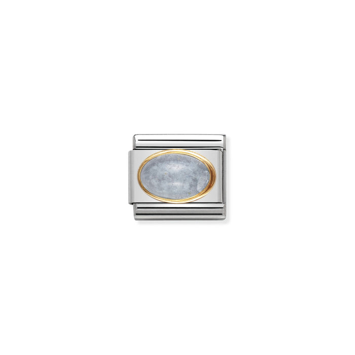 Nomination Classic Link Oval Semi-Precious Stones 18K Gold Aquamarine