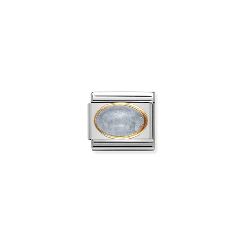 Nomination Classic Link Oval Semi-Precious Stones 18K Gold Aquamarine