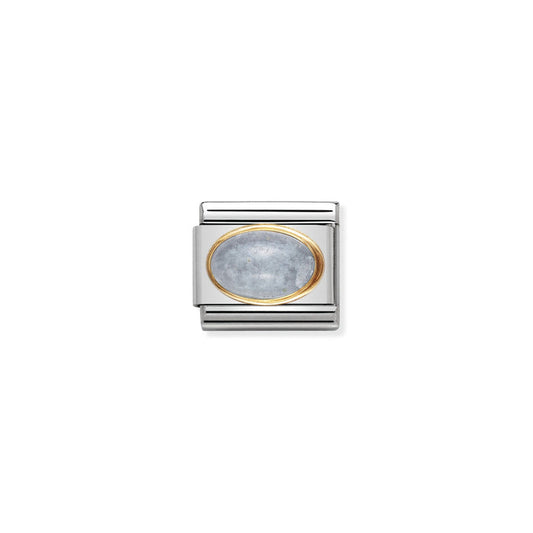 Nomination Classic Link Oval Semi-Precious Stones 18K Gold Aquamarine