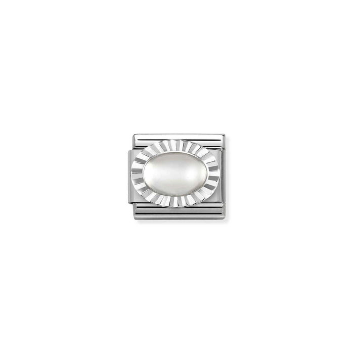 Nomination Classic Link Silver Diamond Oval - Moon Stone