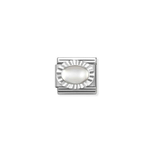 Nomination Classic Link Silver Diamond Oval - Moon Stone