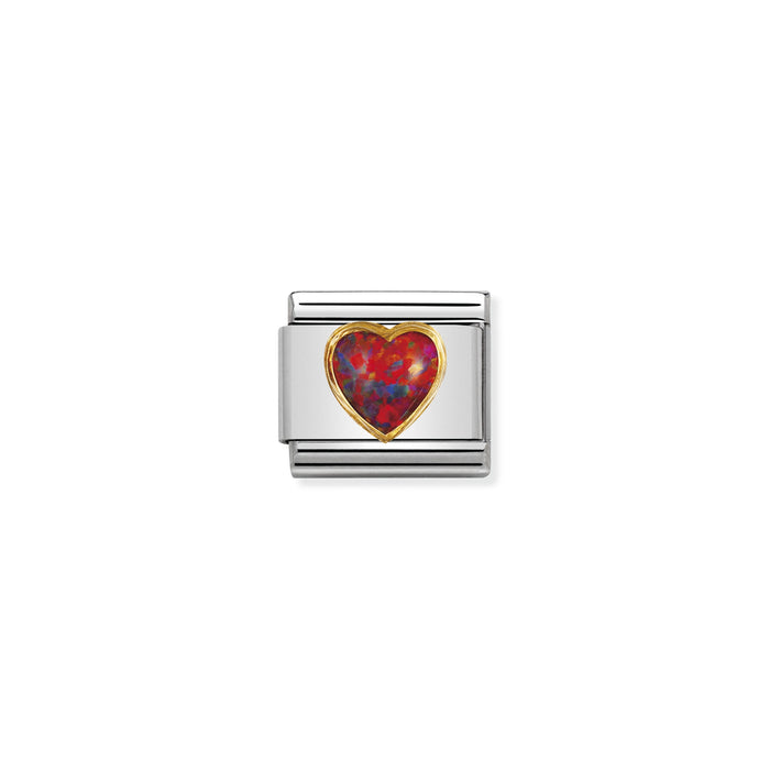 Nomination Classic Link Stones Hearts 18K Gold Red Opal