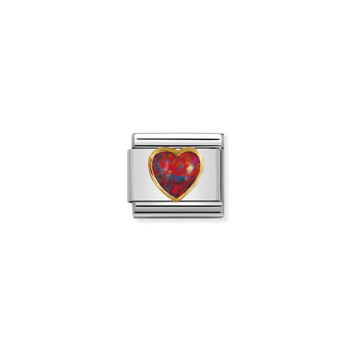 Nomination Classic Link Stones Hearts 18K Gold Red Opal