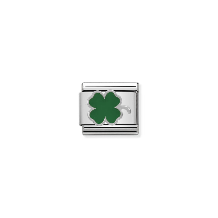 Nomination Classic Link Symbols Silver and Enamel Green Clover