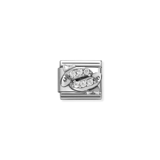 Nomination Classic Silver CZ Pisces Zodiac Charm