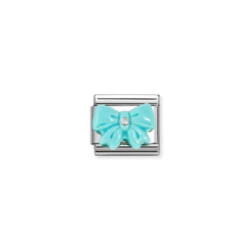 Nomination Classic Silver Resin Bow Charm -Blue