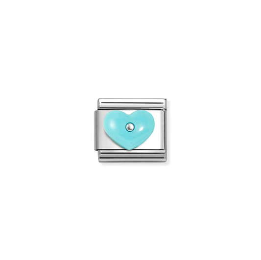 Nomination Classic Silver Resin Heart Charm - Turquoise