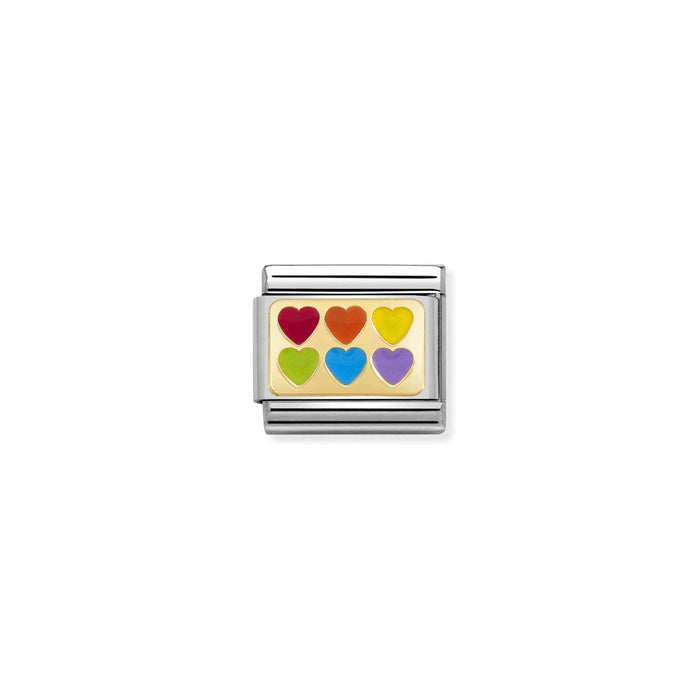 Nomination Composable Classic Gold Charm - Rainbow Hearts