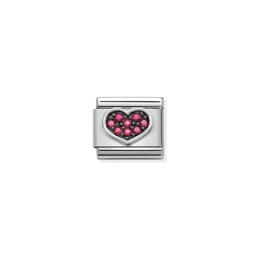 Nomination Composable Classic Silver Charm - CZ Heart Fuschia
