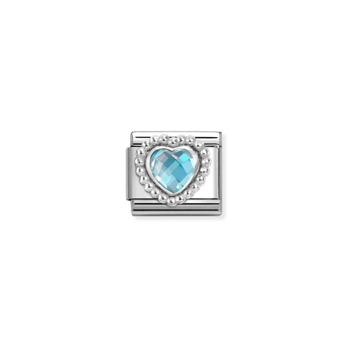 Nomination Composable Classic Silver Charm Heart Light Blue Dots Setting