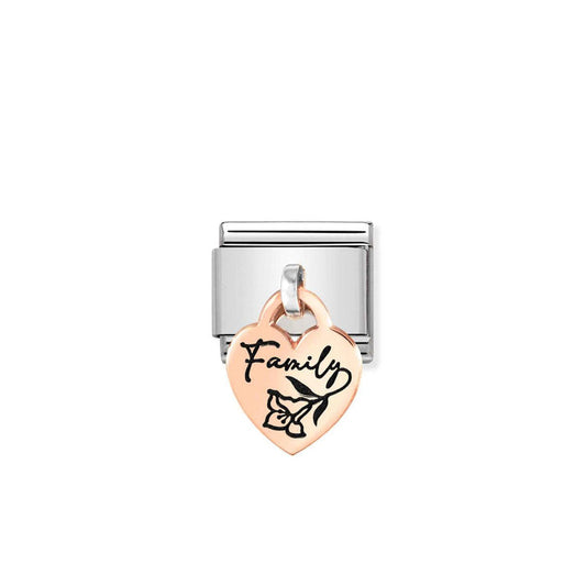 Nomination Rose Gold Heart Pendant Charm - Family