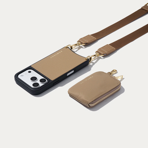 Nova Nylon Magnet Wallet Crossbody Phone Case - Taupe/Gold