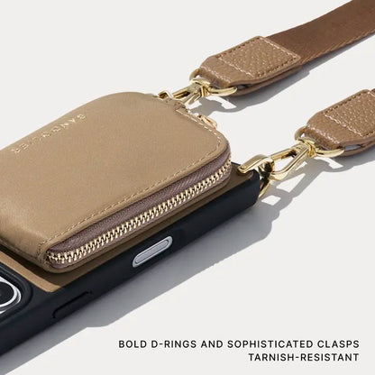 Nova Nylon Magnet Wallet Crossbody Phone Case - Taupe/Gold