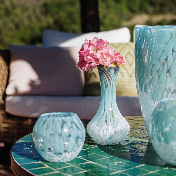 Nuvola Light Blue and White Small Round Vase