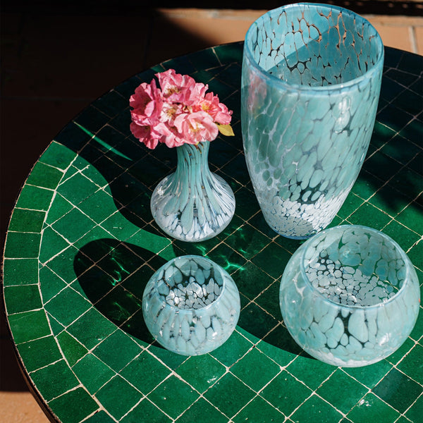 Nuvola Light Blue and White Small Round Vase