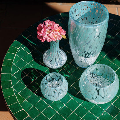 Nuvola Light Blue and White Small Round Vase