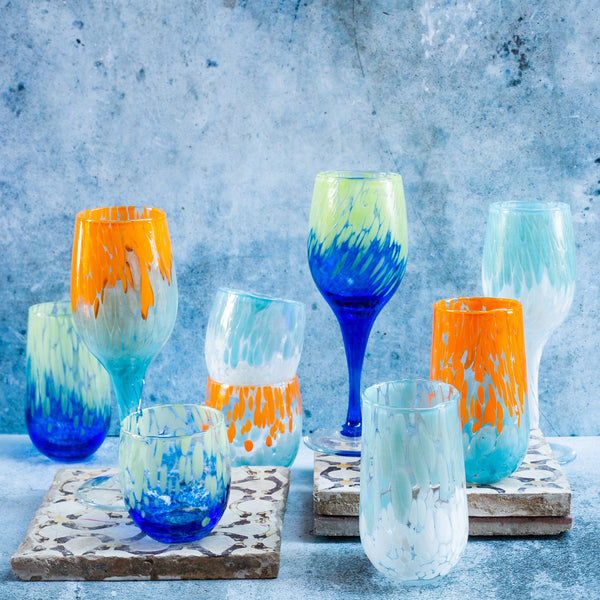 Nuvola Light Blue and White Wine Glass - Set of 4