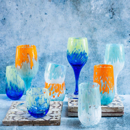 Nuvola Light Blue and White Wine Glass - Set of 4