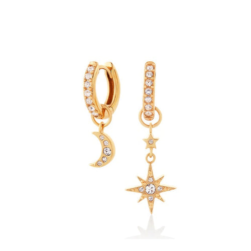 Olivia Burton Celestial Gold Moon & Star Huggie Hoops