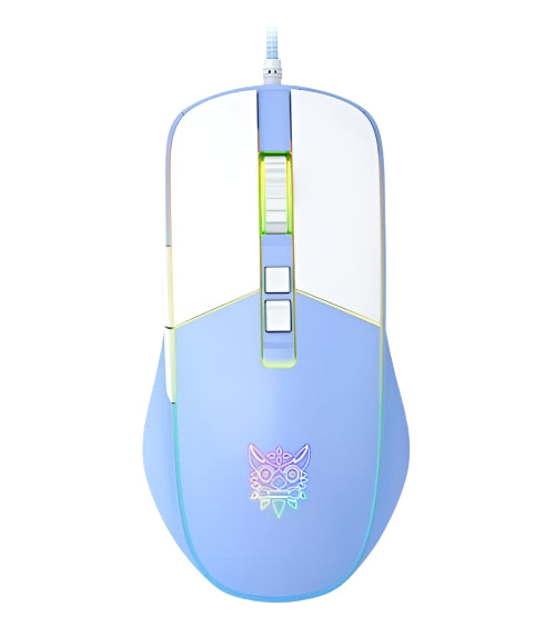 Onikuma Gaming Mouse Optical Sensor 7200 DPI, Braided Cable, RGB Lighting, Blue