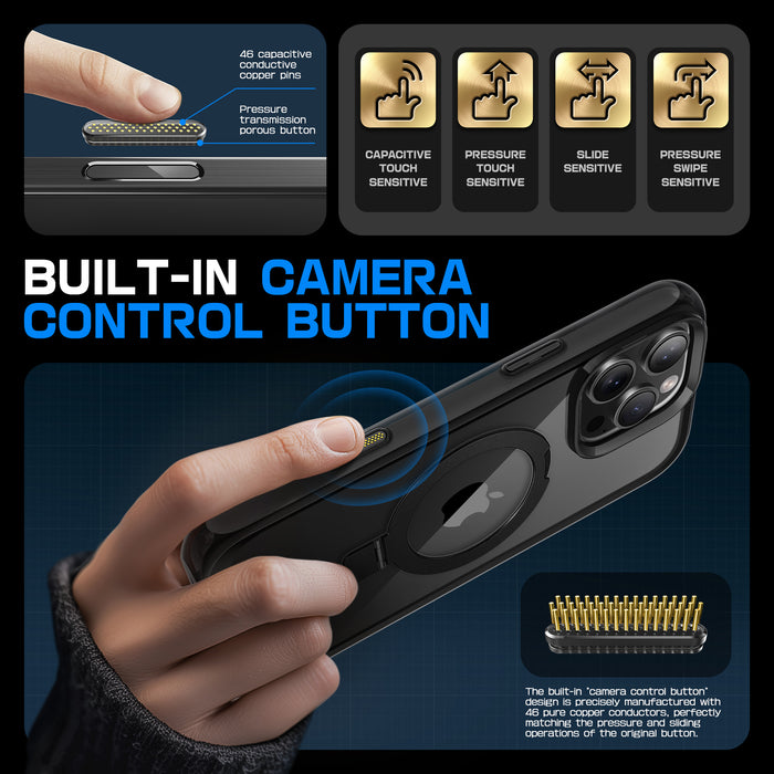 OPEN BOX | iPhone 16 Pro Max 6.9 inch Unicorn Beetle MAG Stand Slim Clear MagSafe Camera Control Button Case - Black