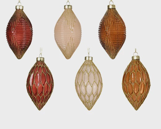 Oval Shaped Glitter Glass Bauble