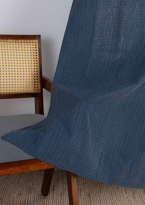 Pacific Blue 100% Cotton Textured Curtain For Livingroom / Bedroom | Room Darkening | Single Piece