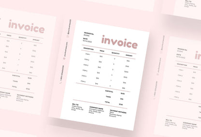 Ladystrategist Pale Pink Invoice Canva Template Printable and Editable instagram canva templates social media templates etsy free canva templates