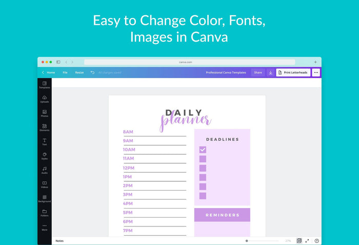Ladystrategist Pastel Purple Daily Planner Printable and Editable Canva Template instagram canva templates social media templates etsy free canva templates