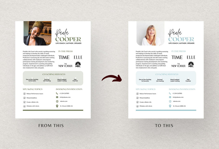 Ladystrategist Paula Speaker One-Sheet Canva Template instagram canva templates social media templates etsy free canva templates