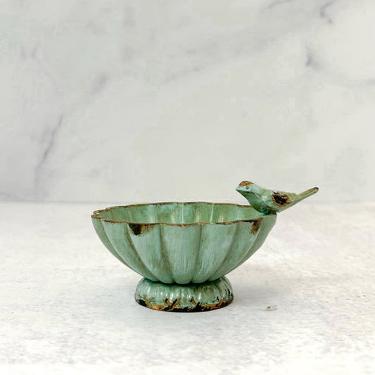 Pewter Bird on Bowl