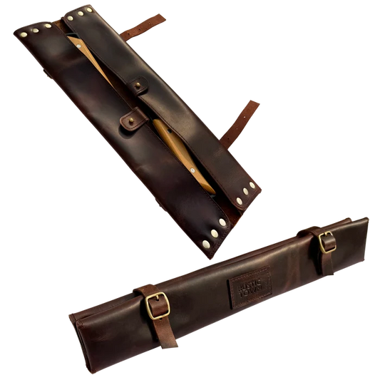Pioneer Leather Chef's Knife Case Holder - 2 Knife Slots (Dark Brown)