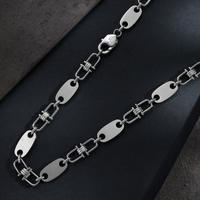 Plattenkette mit beweglichen Steigbügeln 10mm breit aus Edelstahl - Taipan Schmuck
