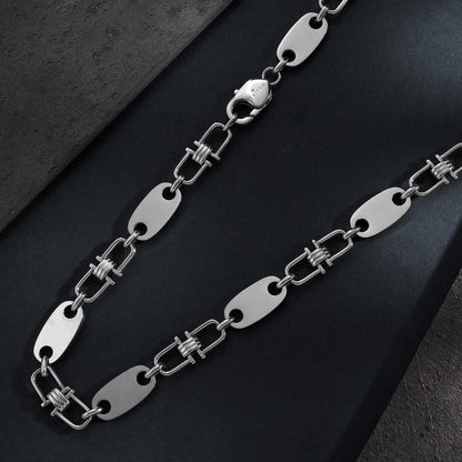 Plattenkette mit beweglichen Steigbügeln 10mm breit aus Edelstahl - Taipan Schmuck