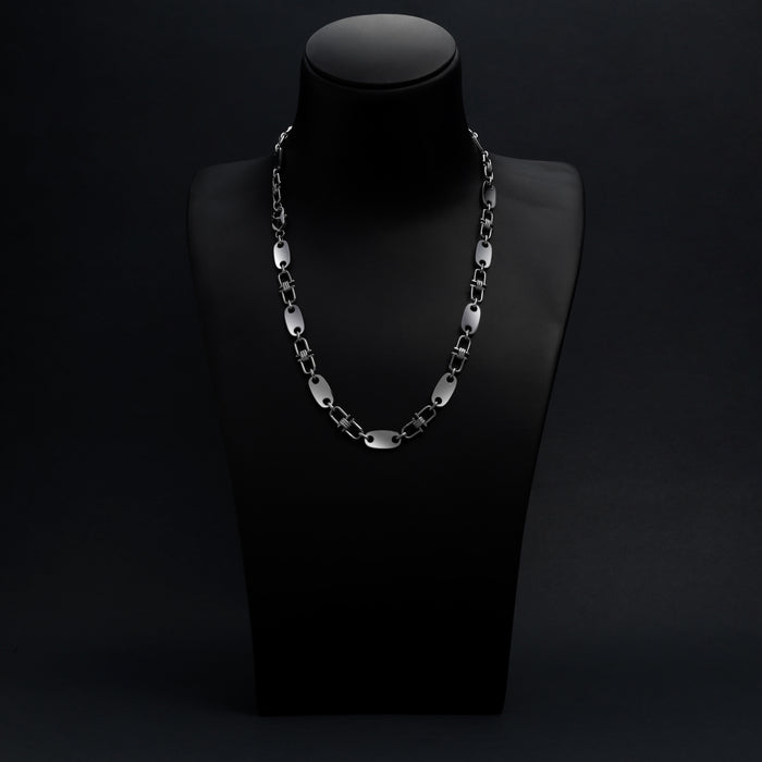 Plattenkette mit beweglichen Steigbügeln 10mm breit aus Edelstahl - Taipan Schmuck