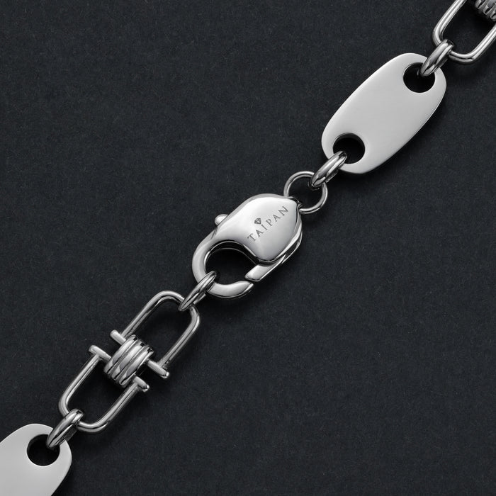 Plattenkette mit beweglichen Steigbügeln 10mm breit aus Edelstahl - Taipan Schmuck