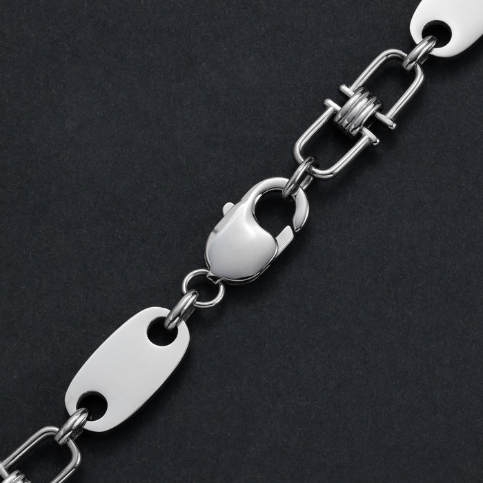 Plattenkette mit beweglichen Steigbügeln 10mm breit aus Edelstahl - Taipan Schmuck