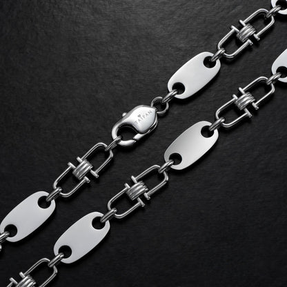 Plattenkette mit beweglichen Steigbügeln 10mm breit aus Edelstahl - Taipan Schmuck