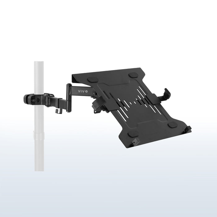 Pole mount laptop arm with VESA plate adapter.