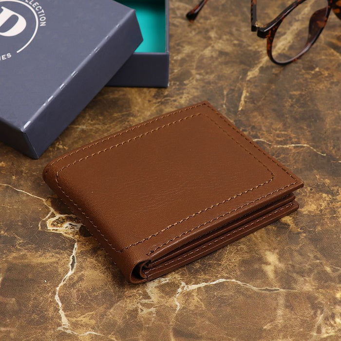POM Bi-Fold Leather Wallet - Brown