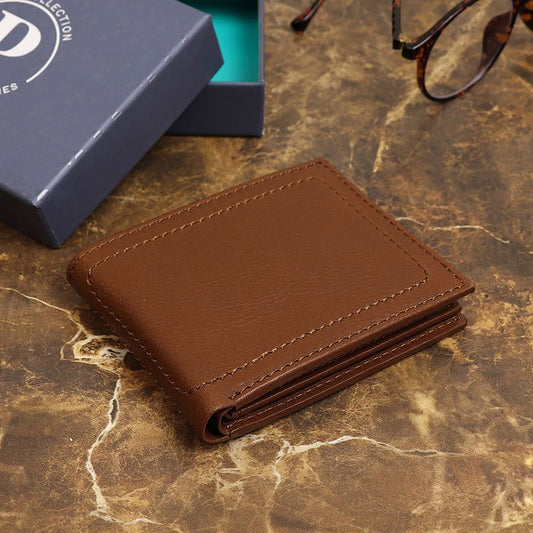 POM Bi-Fold Leather Wallet - Brown