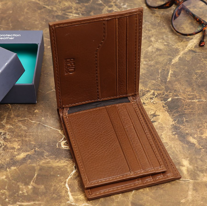 POM Bi-Fold Leather Wallet - Brown